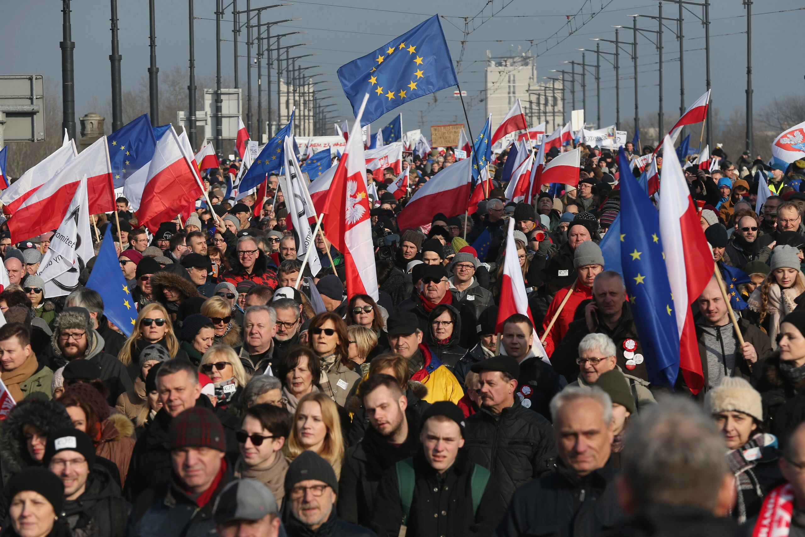 Pro-Democracy Protesters March In Warsaw