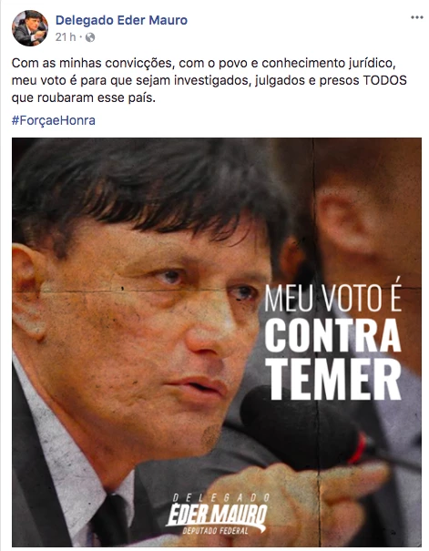 Post de Éder Mauro em outubro