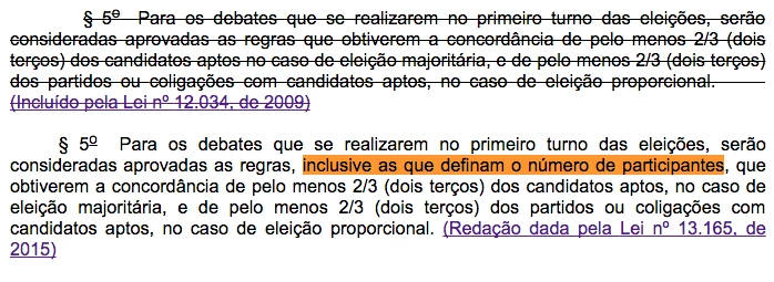 Mudanças na lei eleitoral permitem que os candidatos de partidos maiores definam o número de participantes de um debate.