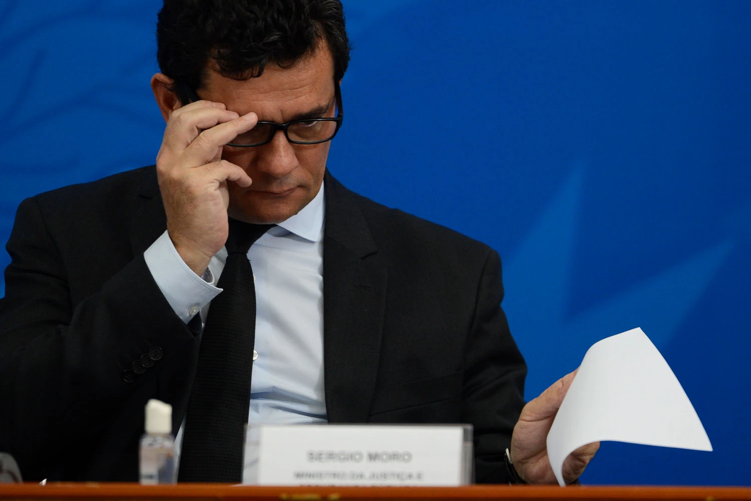 O ministro da Justiça e Segurança Pública, Sergio Moro, participa de coletiva de imprensa no Palácio do Planalto