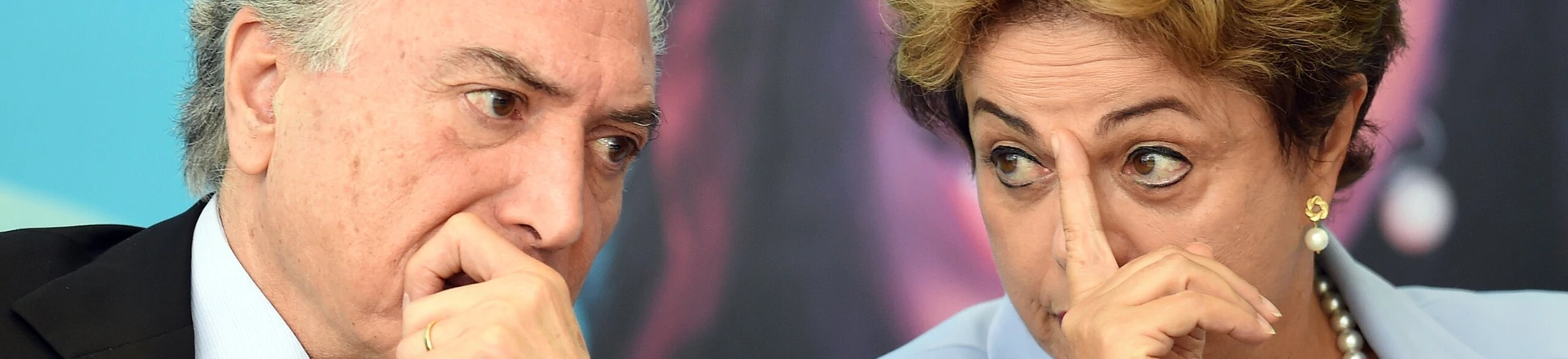 Brazilian President Dilma Rousseff (R) and Vice-President Michel Temer attend the launching ceremony of the Investment Program in Energy at Planalto Palace in Brasilia, on August 11, 2015. Analysts say Brazil's once booming economy suffers deep underlying illnesses, notably the massive corruption scandal unfolding at national oil company Petrobras and rippling across other top companies and into political circles. It is also on the brink of recession. According to a recent poll that put Rousseff's approval rating at eight percent, she is now Brazil's most unpopular democratically elected president since a military dictatorship ended in 1985. AFP PHOTO / EVARISTO SA (Photo credit should read EVARISTO SA/AFP/Getty Images) Brazilian President Dilma Rousseff (R) and Vice-President Michel Temer attend the launching ceremony of the Investment Program in Energy at Planalto Palace in Brasilia, on August 11, 2015. Analysts say Brazil's once booming economy suffers deep underlying illnesses, notably the massive corruption scandal unfolding at national oil company Petrobras and rippling across other top companies and into political circles. It is also on the brink of recession. According to a recent poll that put Rousseff's approval rating at eight percent, she is now Brazil's most unpopular democratically elected president since a military dictatorship ended in 1985. AFP PHOTO / EVARISTO SA (Photo credit should read EVARISTO SA/AFP/Getty Images)