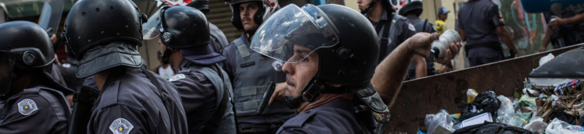SAO PAULO, BRAZIL - FEBRUARY 23: Military tactical police officers advance on suspected drug users in the region known as "Cracolandia" on February 23, 2017 in Sao Paulo, Brazil. In an area of Brazil where drug abuse and violence has taken over the district, the government has introduced street clearance operations by police to remove the crack users. (Photo by Victor Moriyama/Getty Images) SAO PAULO, BRAZIL - FEBRUARY 23: Military tactical police officers advance on suspected drug users in the region known as "Cracolandia" on February 23, 2017 in Sao Paulo, Brazil. In an area of Brazil where drug abuse and violence has taken over the district, the government has introduced street clearance operations by police to remove the crack users. (Photo by Victor Moriyama/Getty Images)