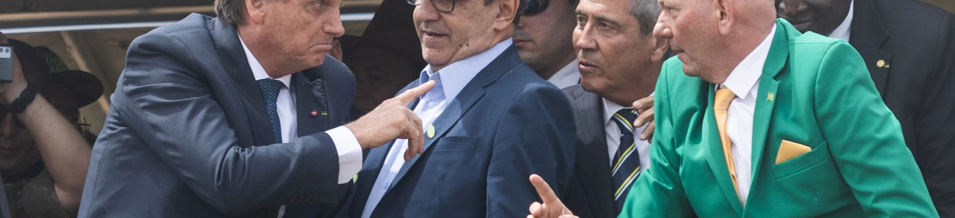 Jair Bolsonaro, Brazil's president, center left, during an Independence Day military parade in Brasilia, Brazil, on Wednesday, Sept. 7, 2022. Around 10,000 police officers have been deployed to prevent riots in Brasilia, where Bolsonaro supporters will hold pro-government rallies following an Independence Day military parade. Photographer: Arthur Menescal/Bloomberg via Getty Images Jair Bolsonaro, Brazil's president, center left, during an Independence Day military parade in Brasilia, Brazil, on Wednesday, Sept. 7, 2022. Around 10,000 police officers have been deployed to prevent riots in Brasilia, where Bolsonaro supporters will hold pro-government rallies following an Independence Day military parade. Photographer: Arthur Menescal/Bloomberg via Getty Images