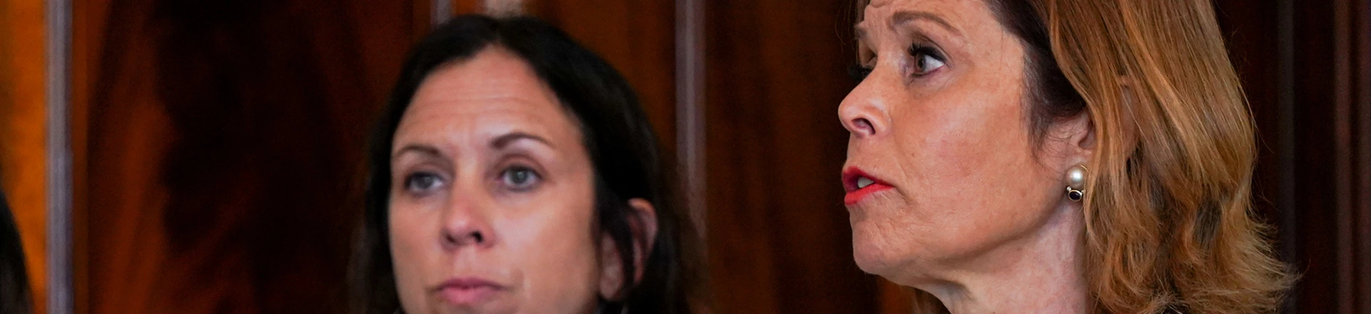 Heather Higgins, à direita, presidente e CEO do grupo Independent Women's Voice (Voz Independente das Mulheres), fala durante um evento na Casa Branca em Washington, D.C., em 18 de agosto de 2020. Heather Higgins, à direita, presidente e CEO do grupo Independent Women's Voice (Voz Independente das Mulheres), fala durante um evento na Casa Branca em Washington, D.C., em 18 de agosto de 2020.