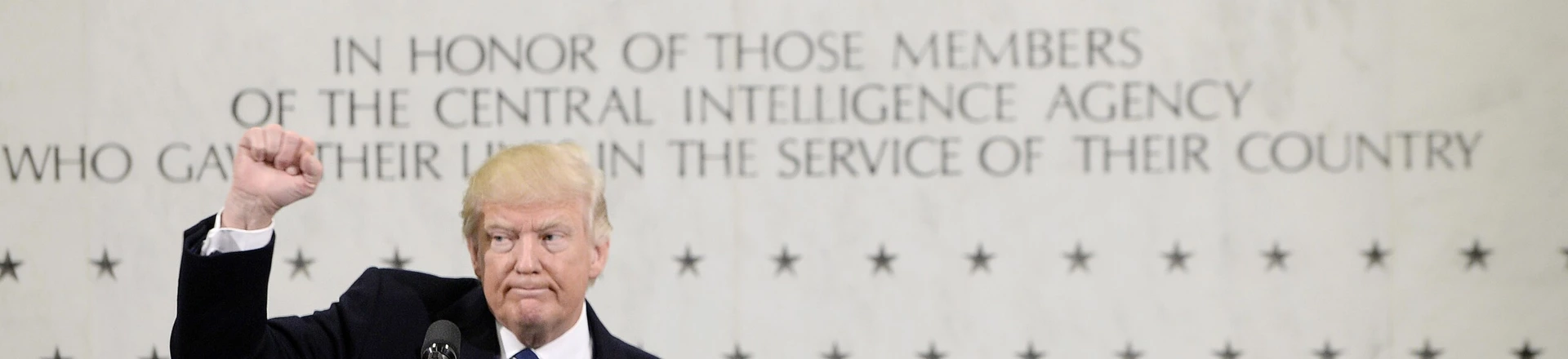 LANGLEY, VA - JANUARY 21: US President Donald Trump speaks at the CIA headquarters on January 21, 2017 in Langley, Virginia . Trump spoke with about 300 people in his first official visit with a government agaency. (Photo by Olivier Doulier - Pool/Getty Images) LANGLEY, VA - JANUARY 21: US President Donald Trump speaks at the CIA headquarters on January 21, 2017 in Langley, Virginia . Trump spoke with about 300 people in his first official visit with a government agaency. (Photo by Olivier Doulier - Pool/Getty Images)