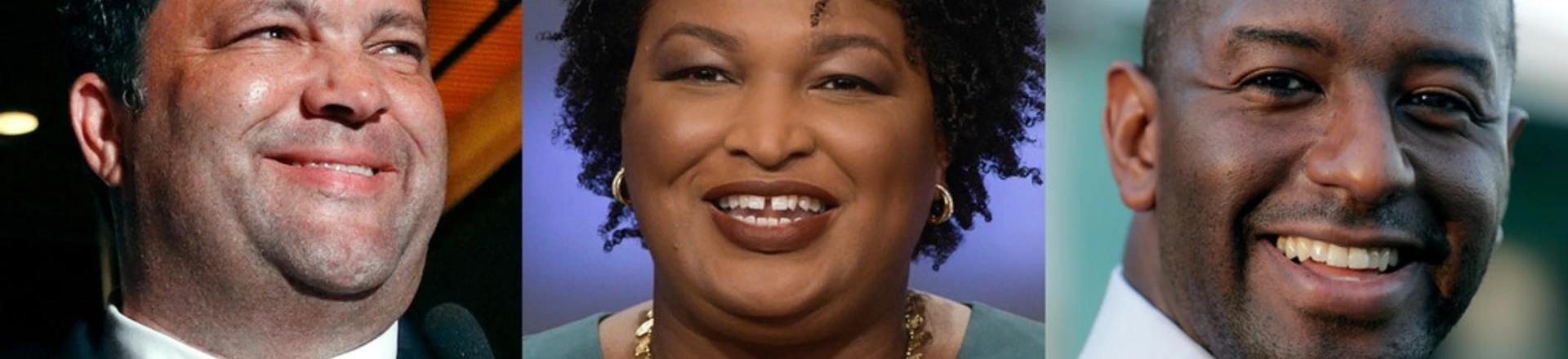 Da esquerda para a direita: Ben Jealous em uma festa da noite da eleição, em 26 de junho de 2018; Stacey Abrams em um debate em Atlanta, em 20 de maio de 2018; e Andrew Gillum em Miami, em 13 de agosto de 2018. Da esquerda para a direita: Ben Jealous em uma festa da noite da eleição, em 26 de junho de 2018; Stacey Abrams em um debate em Atlanta, em 20 de maio de 2018; e Andrew Gillum em Miami, em 13 de agosto de 2018.