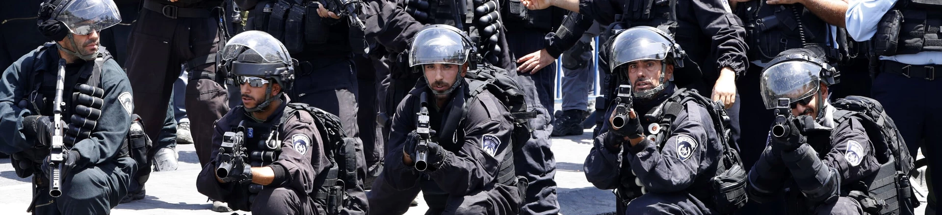 Israeli police forces hold stun grenades launchers following Friday noon prayer outside Jerusalem's old city on July 28, 2017.Israel barred men under 50 from prayers at a sensitive Jerusalem holy site, with more clashes feared after Palestinians ended a boycott of the compound and entered for the first time in two weeks. / AFP PHOTO / Jack GUEZ (Photo credit should read JACK GUEZ/AFP/Getty Images) Israeli police forces hold stun grenades launchers following Friday noon prayer outside Jerusalem's old city on July 28, 2017.Israel barred men under 50 from prayers at a sensitive Jerusalem holy site, with more clashes feared after Palestinians ended a boycott of the compound and entered for the first time in two weeks. / AFP PHOTO / Jack GUEZ (Photo credit should read JACK GUEZ/AFP/Getty Images)