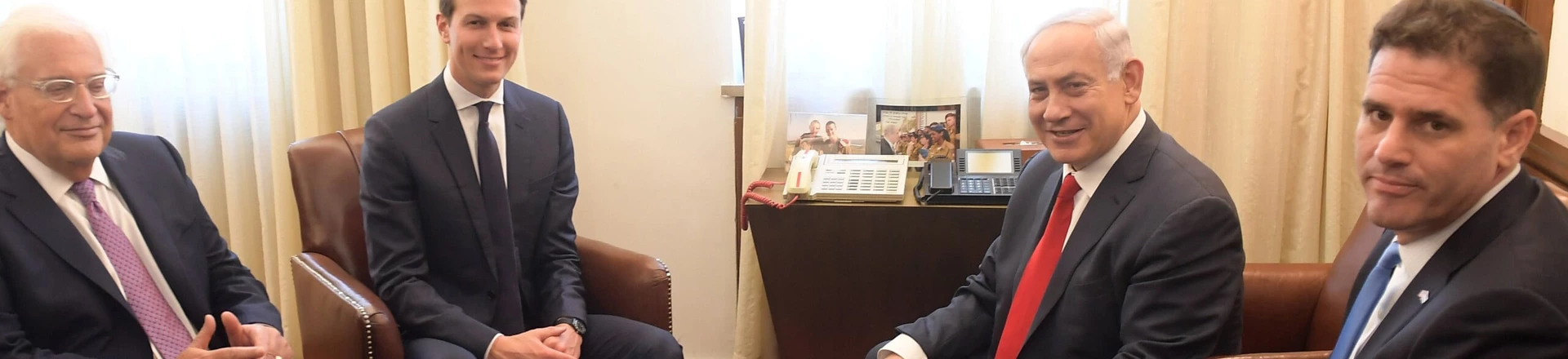 JERUSALEM - JUNE 21 : (----EDITORIAL USE ONLY MANDATORY CREDIT - " GPO / AMOS BEN GERSHOM / HANDOUT" - NO MARKETING NO ADVERTISING CAMPAIGNS - DISTRIBUTED AS A SERVICE TO CLIENTS----) Israel's Prime Minister Benjamin Netanyahu (2nd R) meets with Jared Kushner (3rd L) in Jerusalem on June 21, 2017. (Photo by Handout / Amos Ben Gershom / GPO/Anadolu Agency/Getty Images) JERUSALEM - JUNE 21 : (----EDITORIAL USE ONLY MANDATORY CREDIT - " GPO / AMOS BEN GERSHOM / HANDOUT" - NO MARKETING NO ADVERTISING CAMPAIGNS - DISTRIBUTED AS A SERVICE TO CLIENTS----) Israel's Prime Minister Benjamin Netanyahu (2nd R) meets with Jared Kushner (3rd L) in Jerusalem on June 21, 2017. (Photo by Handout / Amos Ben Gershom / GPO/Anadolu Agency/Getty Images)