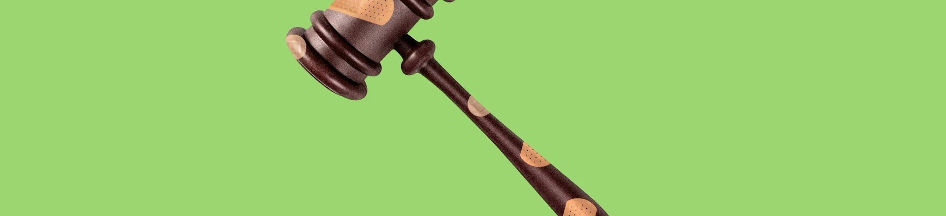 Ilustração de um martelo de juíz e desembargador cobertos por bandaids. Ilustração de um martelo de juíz e desembargador cobertos por bandaids.