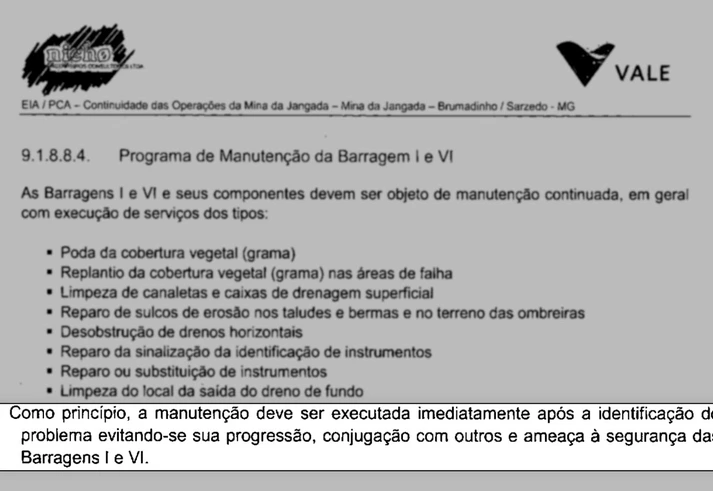Vale sabia de problemas na barragem e omitiu os riscos em documento público Vale sabia de problemas na barragem e omitiu os riscos em documento público